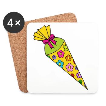 Cône de sucre de l’école - Dessous de verre (lot de 4) - blanc - Devant