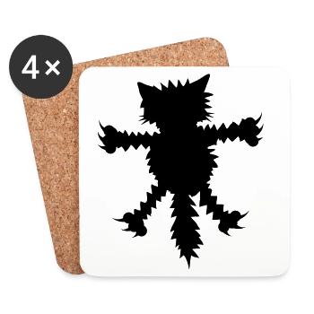 Clinging Cat - Coasters (set of 4) - white - Front