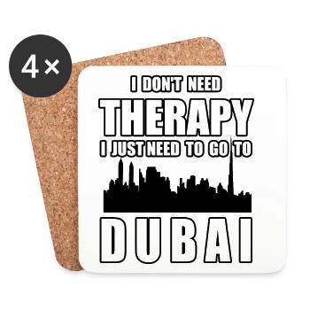 THERAPIE DUBAI Lustig Urlaub Geschenk - Untersetzer (4er-Set) - Weiß - Vorne