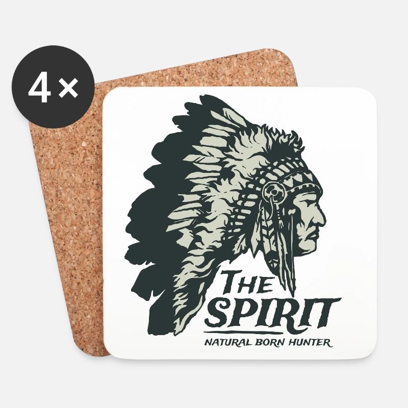Indianer Häuptling Apache Federschmuck Geschenk - Untersetzer (4er-Set) - Weiß