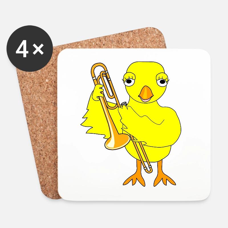 Trombone Chick - Coasters (set of 4) - white