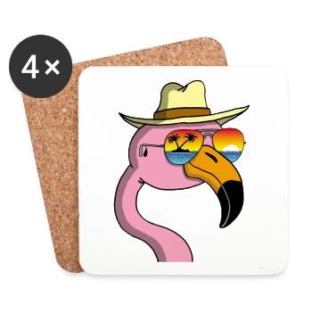 Flamingo on vacation - Coasters (set of 4) - white - Front