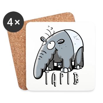 Cadeau Tapir I Comic I Motif Animal I Animaux - Dessous de verre (lot de 4) - blanc - Devant
