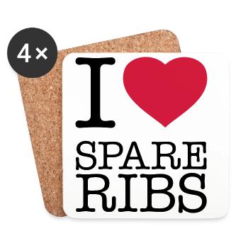 I LOVE SPARE RIBS - Coasters (set of 4) - white - Front