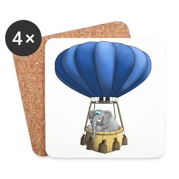 Balloon Cartoon - Hot Air Balloon - Coasters (set of 4) - white - Front