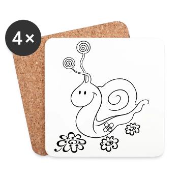 Funny Hiking Snail – Pilgrimage & Hiking - Coasters (set of 4) - white - Front