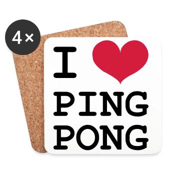 I Love Ping Pong - Coasters (set of 4) - white - Front