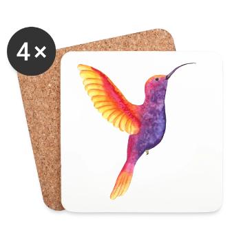 Vibrant Watercolor Hummingbird - Coasters (set of 4) - white - Front