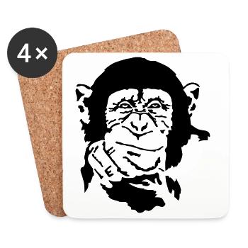 singe - Dessous de verre (lot de 4) - blanc - Devant