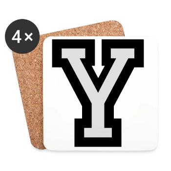 Lettre Y en deux couleurs - Dessous de verre (lot de 4) - blanc - Devant