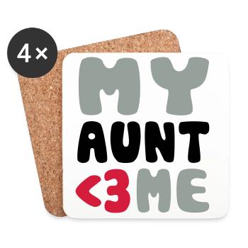 My aunt loves me - Meine Tante liebt mich - Untersetzer (4er-Set) - Weiß - Vorne