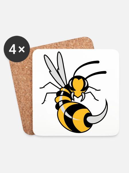 Wasp with giant sting - Coasters (set of 4) - white