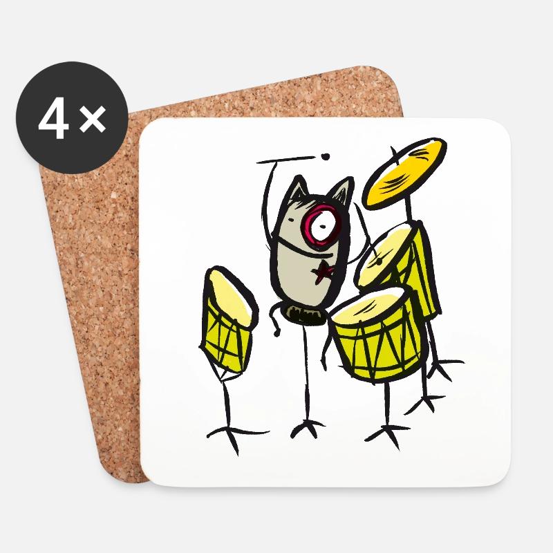 Drummer - Untersetzer (4er-Set) - Weiß