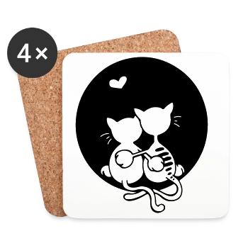 Love cats - Coasters (set of 4) - white - Front