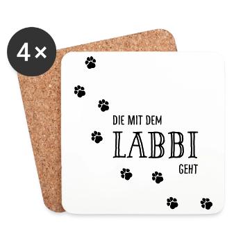 Die mit dem Labbi geht - Hundepfoten - Untersetzer (4er-Set) - Weiß - Vorne