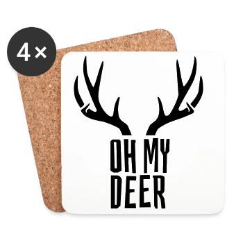 Oh My Deer Geweih Wortspiel Hirsch Humor - Untersetzer (4er-Set) - Weiß - Vorne