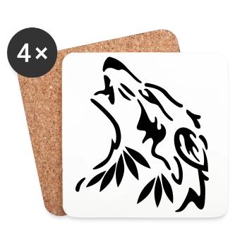 loup - Dessous de verre (lot de 4) - blanc - Devant