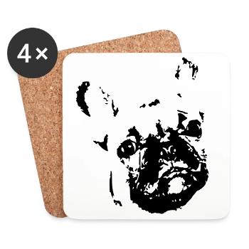 French Bulldog, Bulldog, French Bulldog - Coasters (set of 4) - white - Front