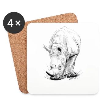 Rhino - Dessous de verre (lot de 4) - blanc - Devant
