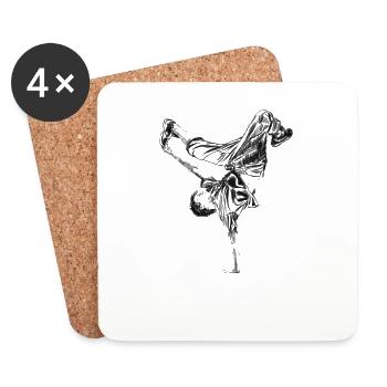 hip hop - Dessous de verre (lot de 4) - blanc - Devant