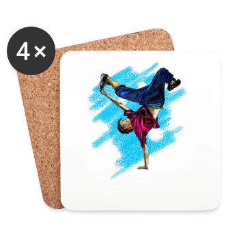 hip hop - Dessous de verre (lot de 4) - blanc - Devant