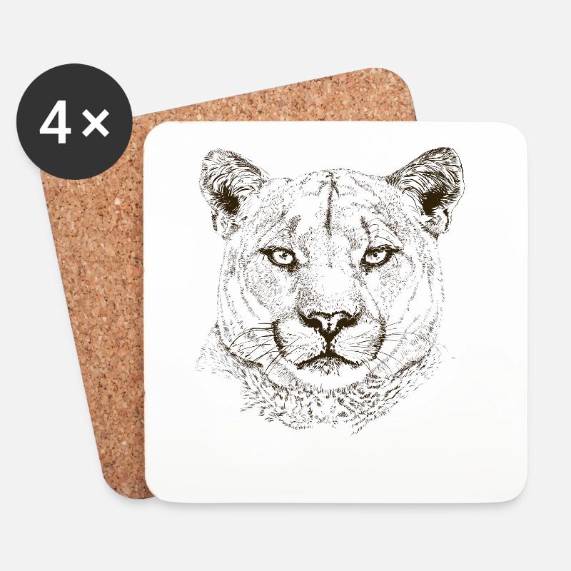 Wildkatze - Untersetzer (4er-Set) - Weiß