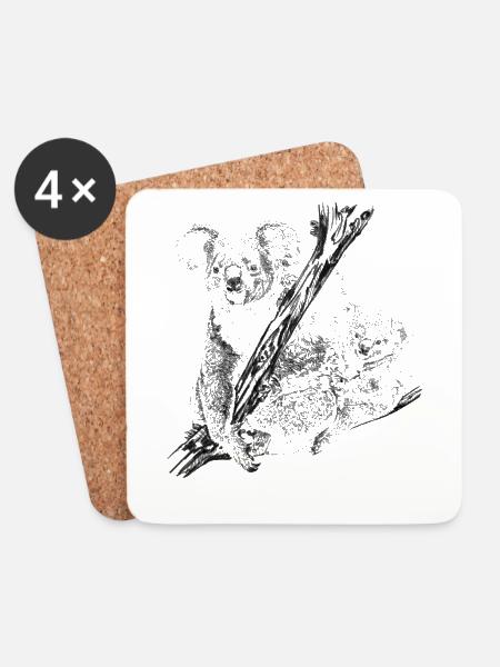 koala bear - Coasters (set of 4) - white