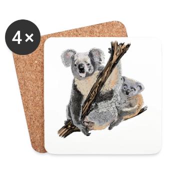 koala bear - Coasters (set of 4) - white - Front