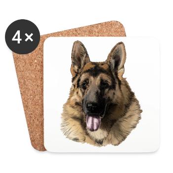 Schäferhund - Untersetzer (4er-Set) - Weiß - Vorne