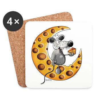The Mouse Love Cheese - Coasters (set of 4) - white - Front