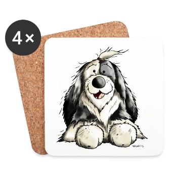 Old English Sheepdog - Coasters (set of 4) - white - Front