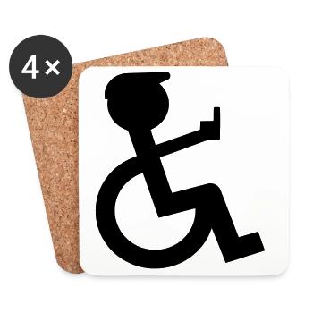 Un passager en fauteuil roulant fait un doigt d’honneur # - Dessous de verre (lot de 4) - blanc - Devant