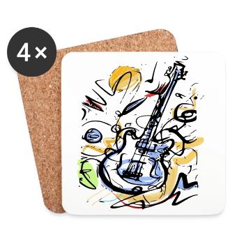 Amour de guitare de musique - Dessous de verre (lot de 4) - blanc - Devant