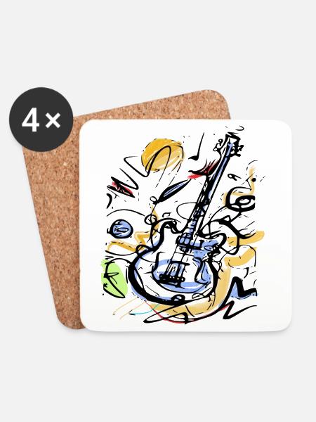 Musik Gitarre Love - Untersetzer (4er-Set) - Weiß