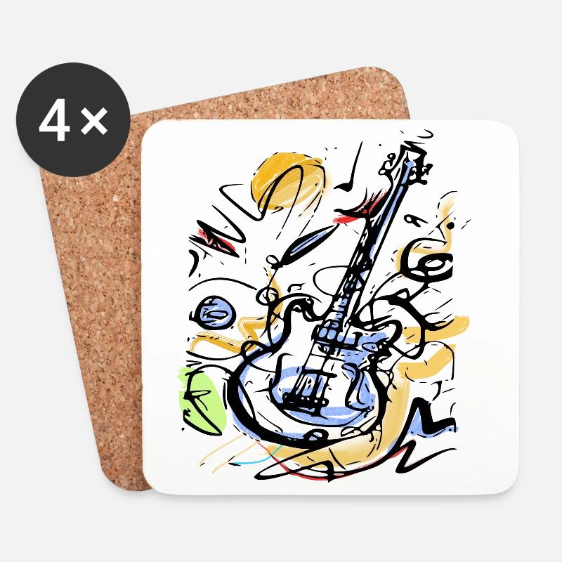 Musik Gitarre Love - Untersetzer (4er-Set) - Weiß