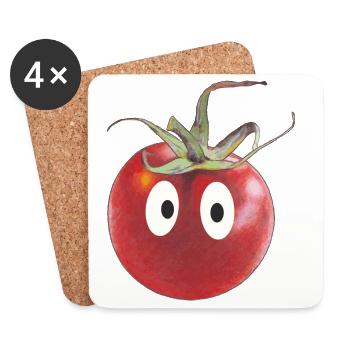 Funny tomato with eyes - Coasters (set of 4) - white - Front