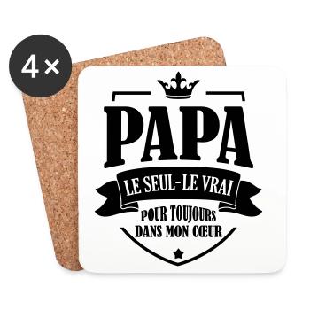 Papa - Fête des Pères - Anniversaire - Bébé - Dessous de verre (lot de 4) - blanc - Devant