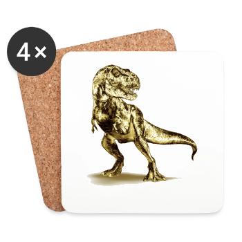 T-Rex Dinosaur Illustration - Untersetzer (4er-Set) - Weiß - Vorne