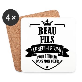 belle-fille / beau-fils / beau fils / belle fille - Dessous de verre (lot de 4) - blanc - Devant