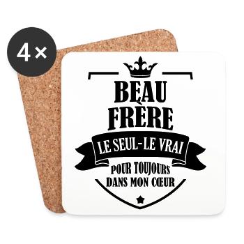 Belle Beau-Frère / Belle-Sœur / Beau Frere / Belle - Dessous de verre (lot de 4) - blanc - Devant