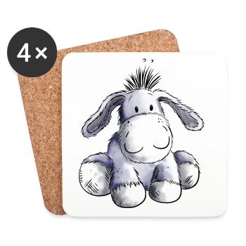 Süßes Esel Baby I Kinder Geschenk - Untersetzer (4er-Set) - Weiß - Vorne