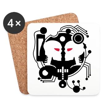Cyber Love circuit with two cyborgs - Coasters (set of 4) - white - Front