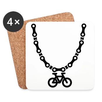 Mountain bike MTB Collier chaîne de bicyclette ATB - Dessous de verre (lot de 4) - blanc - Devant