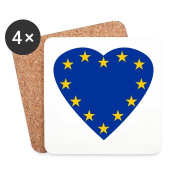 Étoiles de l'UE en forme de cœur Europe Union européenne - Dessous de verre (lot de 4) - blanc - Devant