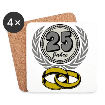 Silver Wedding Anniversary ,25 Years , Marriage ,Wedding Anniversary,(25) - Coasters (set of 4) - white - Front