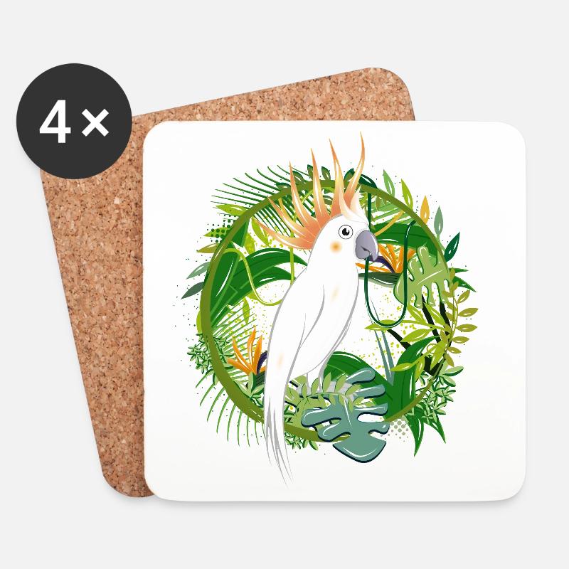 geheimnisvoller Dschungel mit Kakadu Vogel - Untersetzer (4er-Set) - Weiß