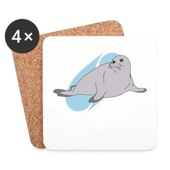 Artistic seal lineart - Coasters (set of 4) - white - Front