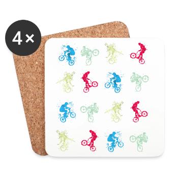 BMX / Bmx / bmx / idée cadeau / anniversaire - Dessous de verre (lot de 4) - blanc - Devant