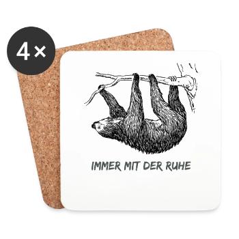Immer mit der Ruhe - Faultier | Kein Hetze. - Untersetzer (4er-Set) - Weiß - Vorne