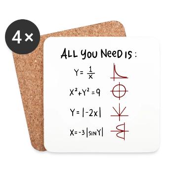 All you need is Love Math Trigonometric Functions - Coasters (set of 4) - white - Front